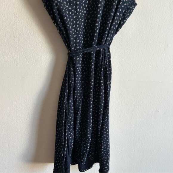 Brandy Melville Sz S Navy Blue Dainty Floral Cottagecore Mini Wrap Dress - Picture 11 of 11